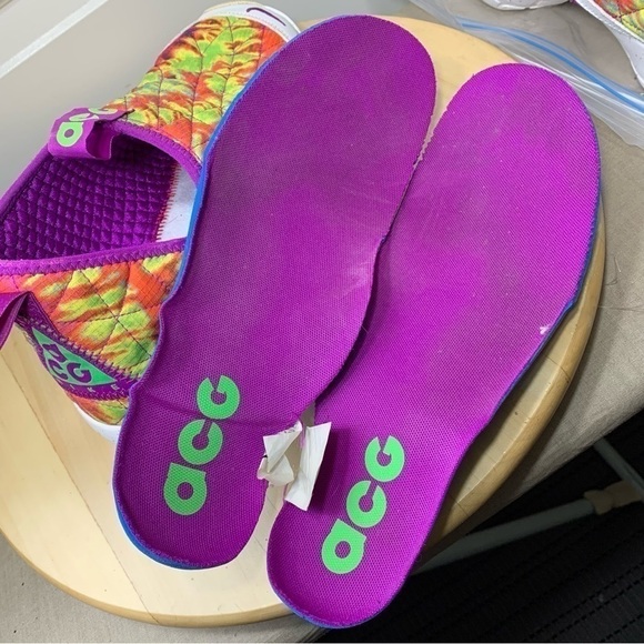 Nike acg Chunky Sneakers Men Sz 9.5 Tie-Dye Purple Green Slip on Shoes cw2463 - Picture 12 of 16